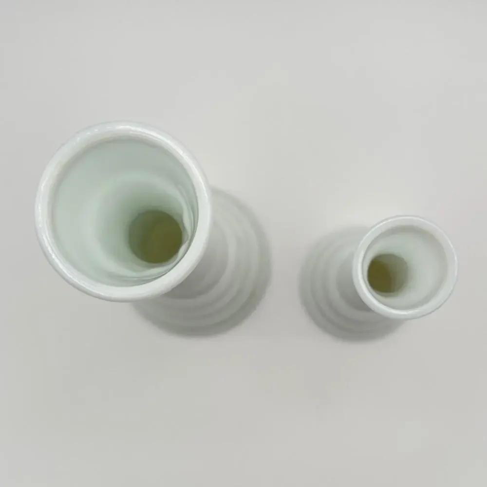 Two Milk Glass Bud Vases | Randall Art Deco Beehive Vintage Wedding Xmas Decor